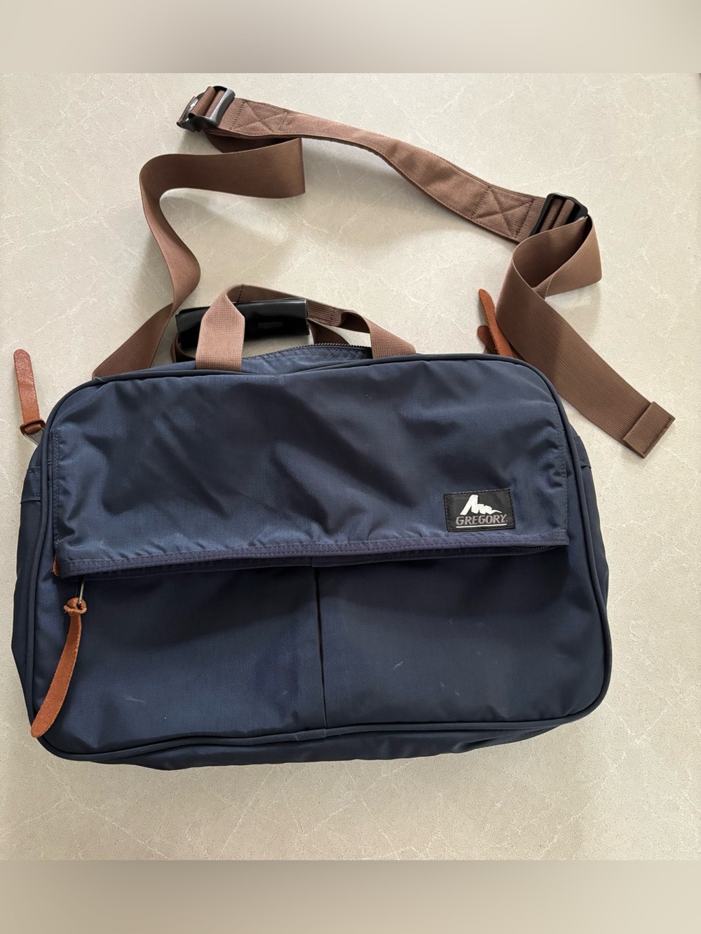 Gregory Covert Expandable 2 Way Backpack Briefcase Messenger Navy Blue Vintage